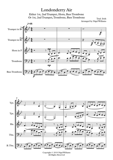 Londonderry Air, for Brass Quartet (arr. Nigel Williams)
