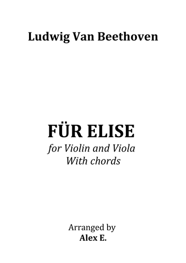Für Elise - for Violin and Viola With chords (arr. Alex E.)