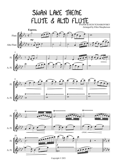 TCHAIKOVSKY SWAN LAKE THEME - FLUTE AND ALTO FLUTE DUET (arr. Ellen Macpherson)