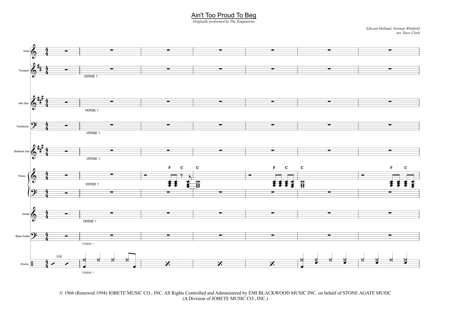 Ain't Too Proud To Beg (arr. David E. Clark)