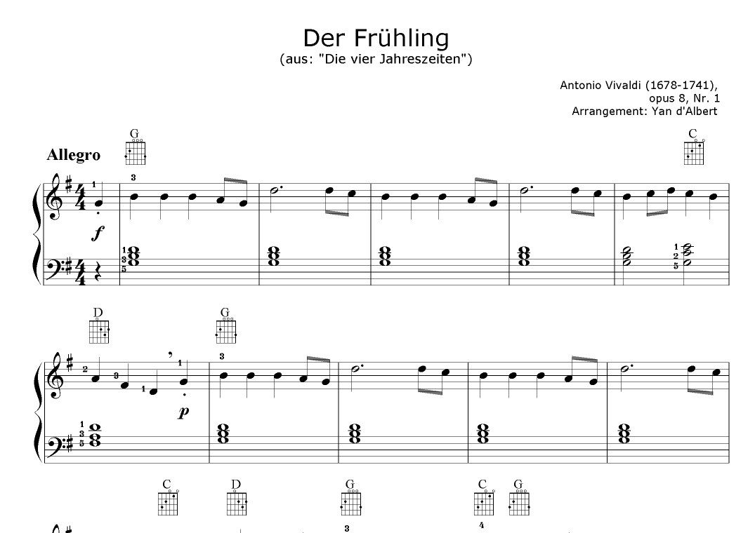Der Frühling (aus: "Die vier Jahreszeiten") (arr. Yan d'Albert)