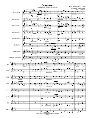 Romance (for clarinet choir- adapted from "Clarinet Concerto No. 3") by Karl Stamitz (arr. Peter A. Drahozal)