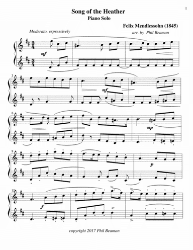 Song of the Heather - Mendelssohn- piano solo (arr. Phil Beaman)