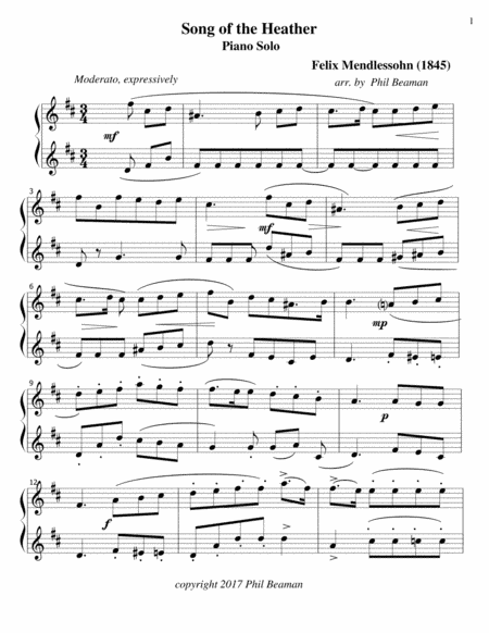 Song of the Heather - Mendelssohn- piano solo (arr. Phil Beaman)