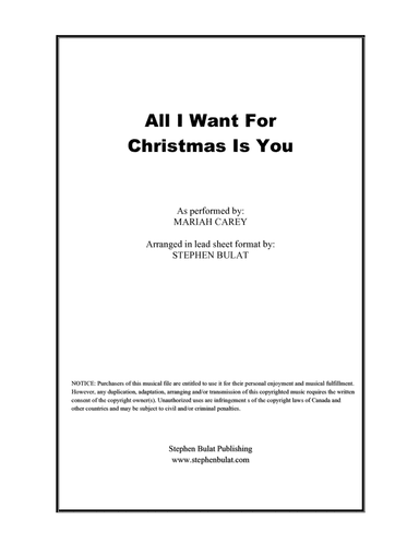 All I Want For Christmas Is You (arr. Stephen Bulat)