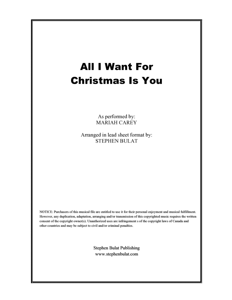 All I Want For Christmas Is You (arr. Stephen Bulat)