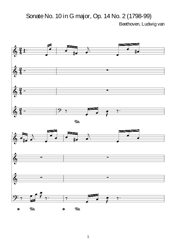 Beethoven:Sonate No. 10 in G major, Op. 14 No. 2 for piano solo (arr. WALID B)