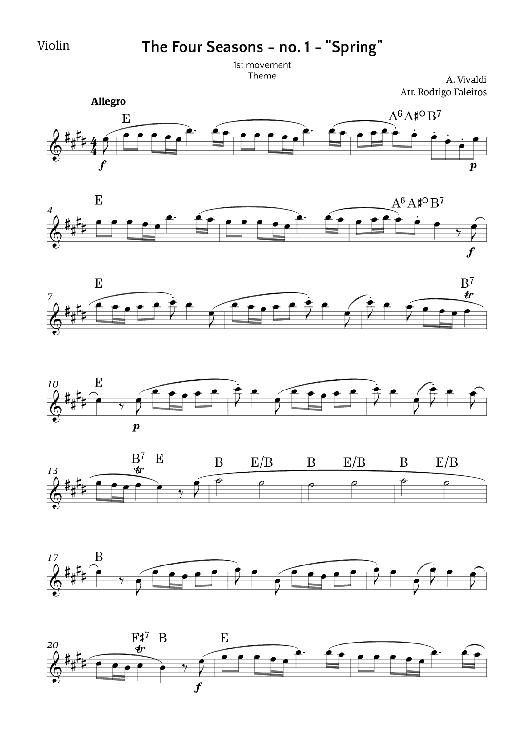 The Four Seasons - Spring (arr. Rodrigo Faleiros)