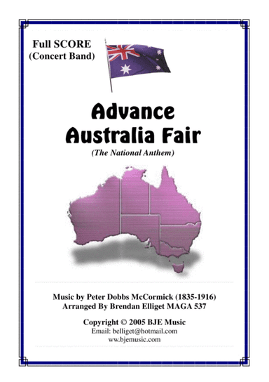 Advance Australia Fair [Bb] Concert Band Score and Parts plus strings PDF (arr. Brendan Elliget MAGA 537)