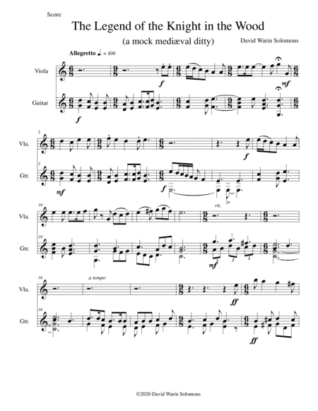 The legend of the knight in the wood for viola and guitar