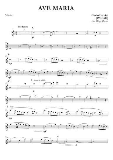 Ave Maria by Caccini-Vavilov for Violin and Piano (arr. Diego Marani)