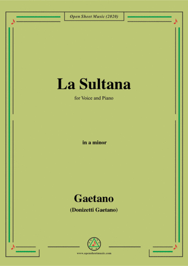 Donizetti-La Sultana,in b flat minor,for Voice and Piano (arr. MSM)