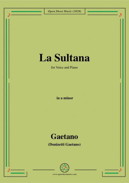 Donizetti-La Sultana,in b flat minor,for Voice and Piano (arr. MSM)