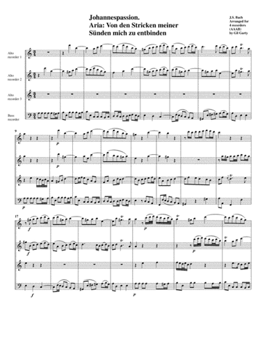Aria: Von den Stricken meiner Suenden mich zu entbinden from Johannespassion BWV 245 (arrangement fo (arr. Gil Garty)