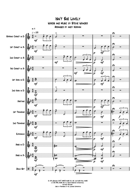Isn't She Lovely (arr. Andy Norman)