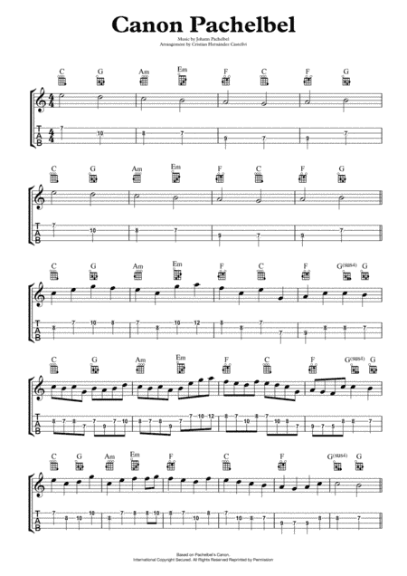 Canon in C from "Pachelbel's Canon" for Ukulele (arr. Cristian Hernandez Castellvi)