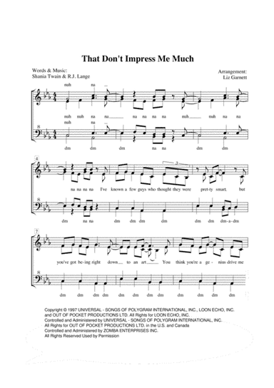 That Don't Impress Me Much (arr. Liz Garnett)