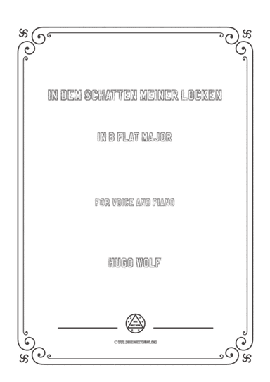 Wolf-In dem Schatten meiner Locken in B flat Major,for Voice and Piano (arr. MSM)