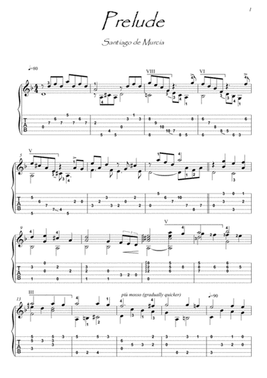 Prelude by Santagio de Murcia (arr. PianoSheetNow)