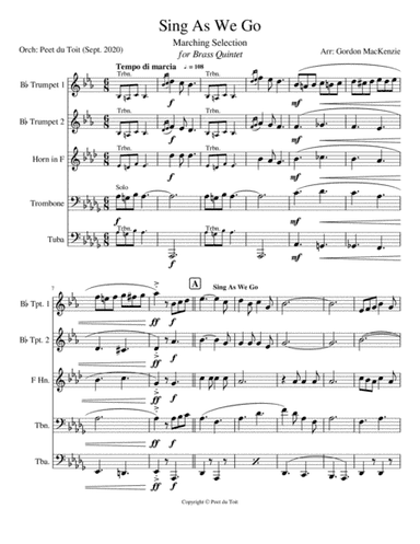 Sing As We Go - March Selection arr. Gordon MacKenzie (Brass Quintet) (arr. Gordon MacKenzie and Peet du Toit)
