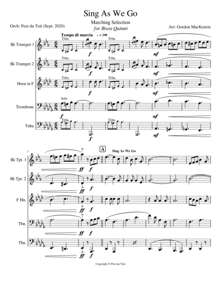 Sing As We Go - March Selection arr. Gordon MacKenzie (Brass Quintet) (arr. Gordon MacKenzie and Peet du Toit)