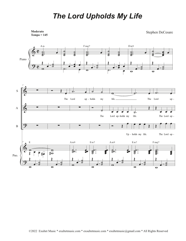 The Lord Upholds My Life (Vocal Trio - (SAB)