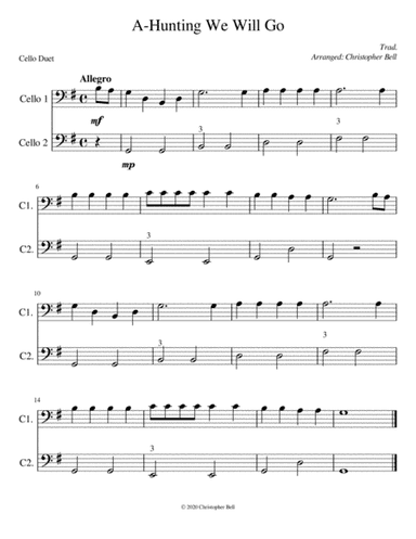 A-Hunting We Will Go - Easy Cello Duet (arr. Christopher Bell)
