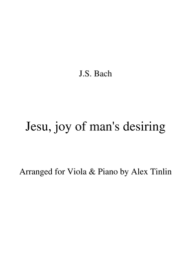 Jesu, joy of man's desiring (arr. Alex Tinlin)
