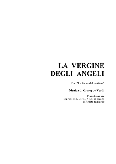 LA VERGINE DEGLI ANGELI - For Solo, SATB Choir and Organ - With voices and Organ parts (arr. Renato Tagliabue)