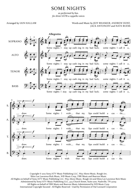 Some Nights (arr. Iain Hallam)