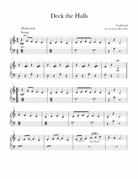 Deck the Halls Jazzy Easy Beginner (arr. Laura Reynolds)