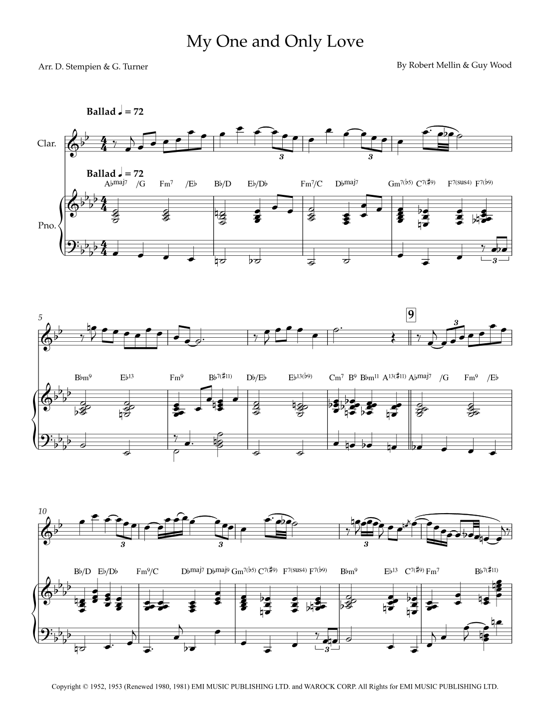 My One And Only Love (arr. Debra E. Stempien, Gregory H. Turner)