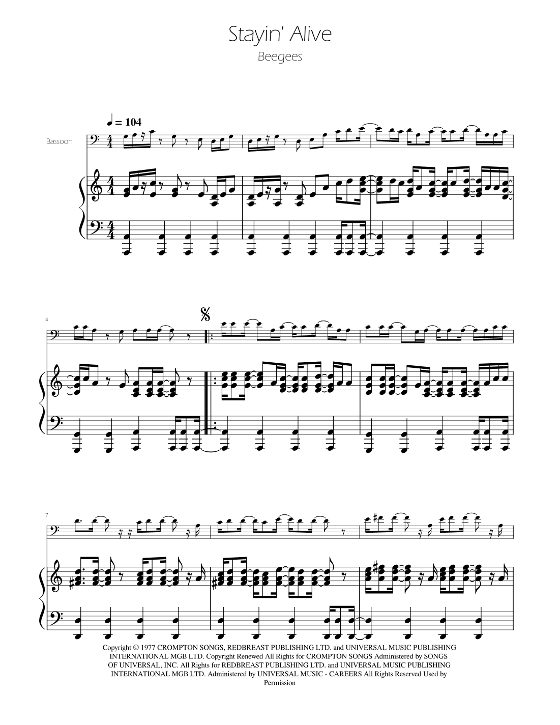 Stayin' Alive (arr. Ygor Nunes)