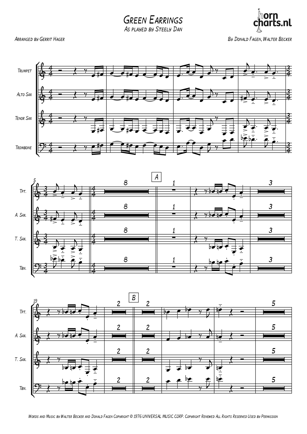 Green Earrings (arr. Gerrit Hager)