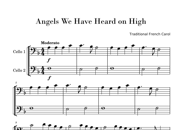 Angels We Have Heard on High (Easy Cello Duet) (arr. Gisele Sant'Ana)