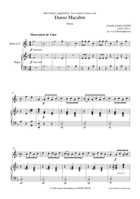 Danse Macabre - French Horn and Piano (arr. Anne L Christopherson GRSM ARCM)