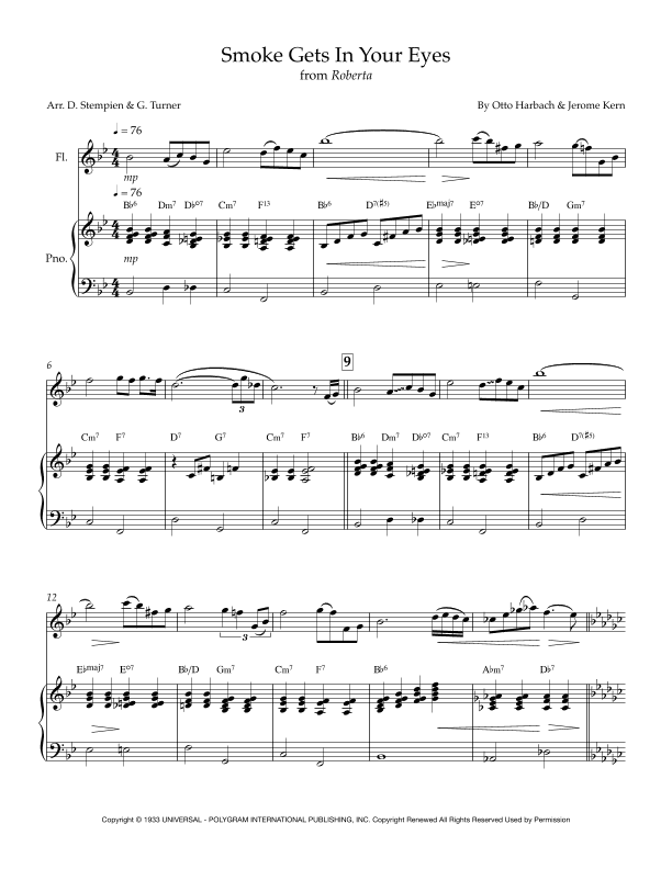 Smoke Gets In Your Eyes (arr. Debra E. Stempien, Gregory H. Turner)
