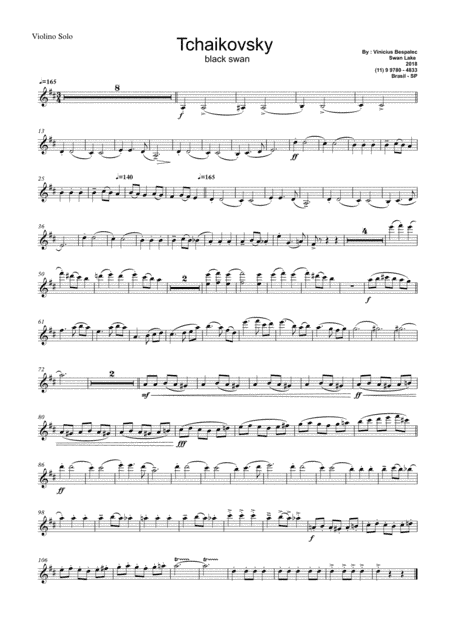 Tchaikovky - Black  Swan - Swan Lake - string quintet - violin solo