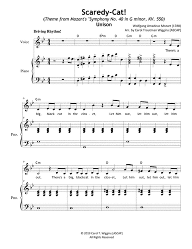 Scaredy-Cat! (Theme from Mozart's "Symphony No. 40 in G Minor (KV. 550)" (arr. Carol Troutman Wiggins [ASCAP])