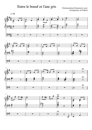 Entre le boeuf et l’ane gris (arr. Jo Fulham)