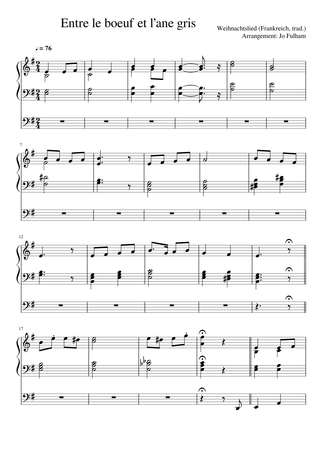 Entre le boeuf et l’ane gris (arr. Jo Fulham)