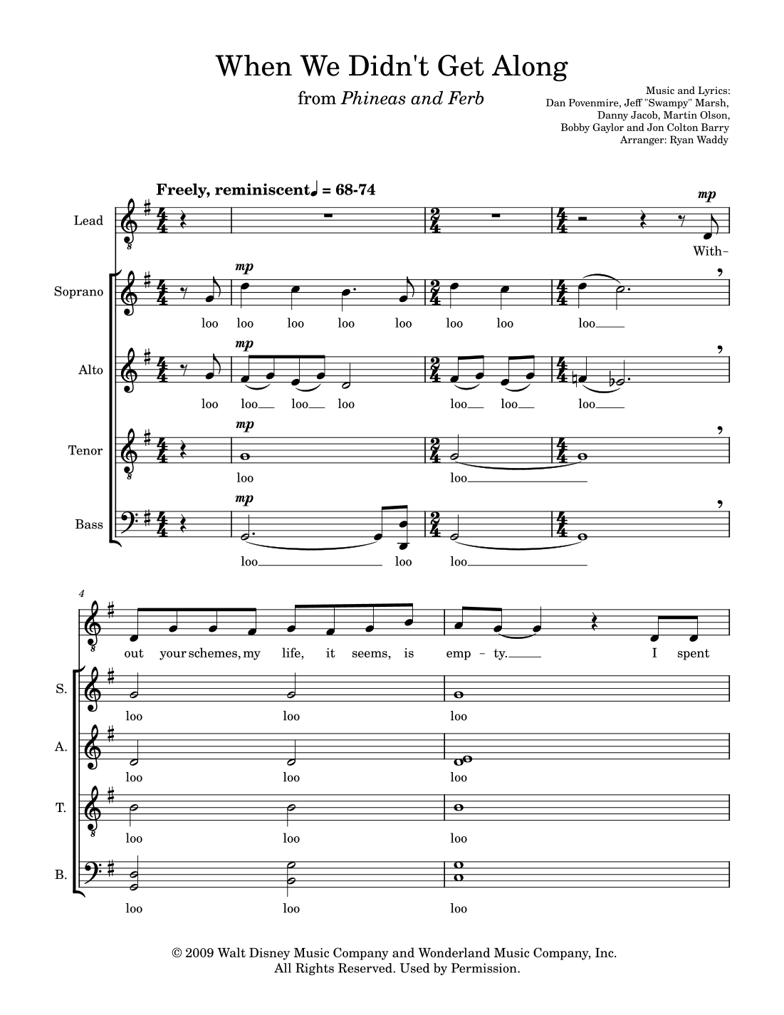 When We Didn't Get Along (arr. Ryan Waddy)