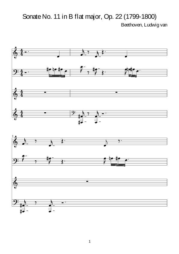 Beethoven:Sonate No. 11 in B flat major, Op. 22 for piano solo (arr. WALID B)