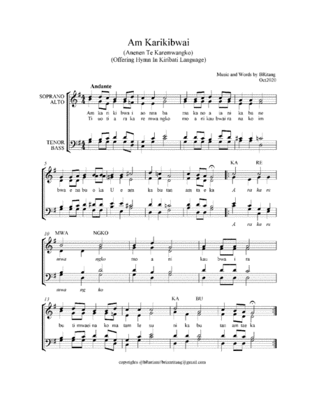 Church Offering Hymn in Kiribati language