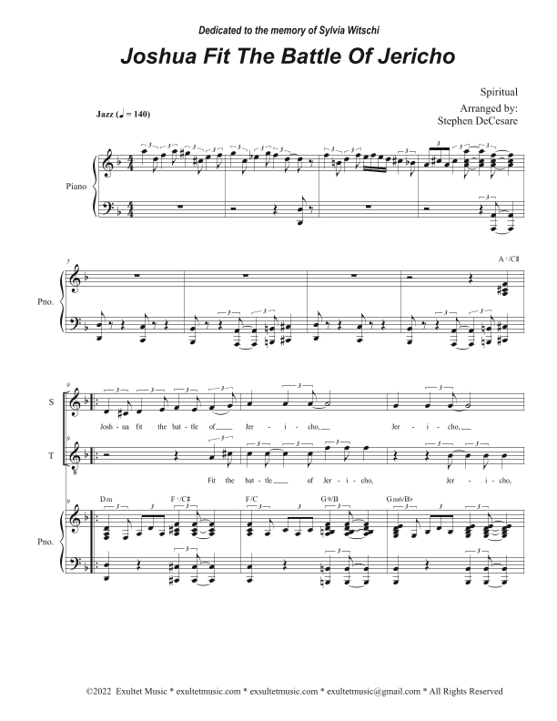 Joshua Fit The Battle of Jericho (2-part choir - (Soprano and Tenor) (arr. Stephen DeCesare)