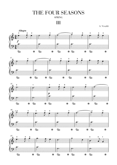 VIVALDI: The Four Seasons - Spring - 3rd mov - Early Intermediate Piano (arr. Cadenza Editions)