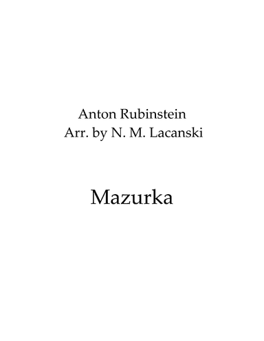 Mazurka (arr. Nick M Lacanski)