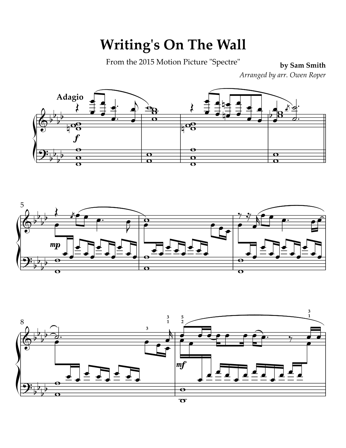 Writing's On The Wall (arr. Daniel Nicholson)