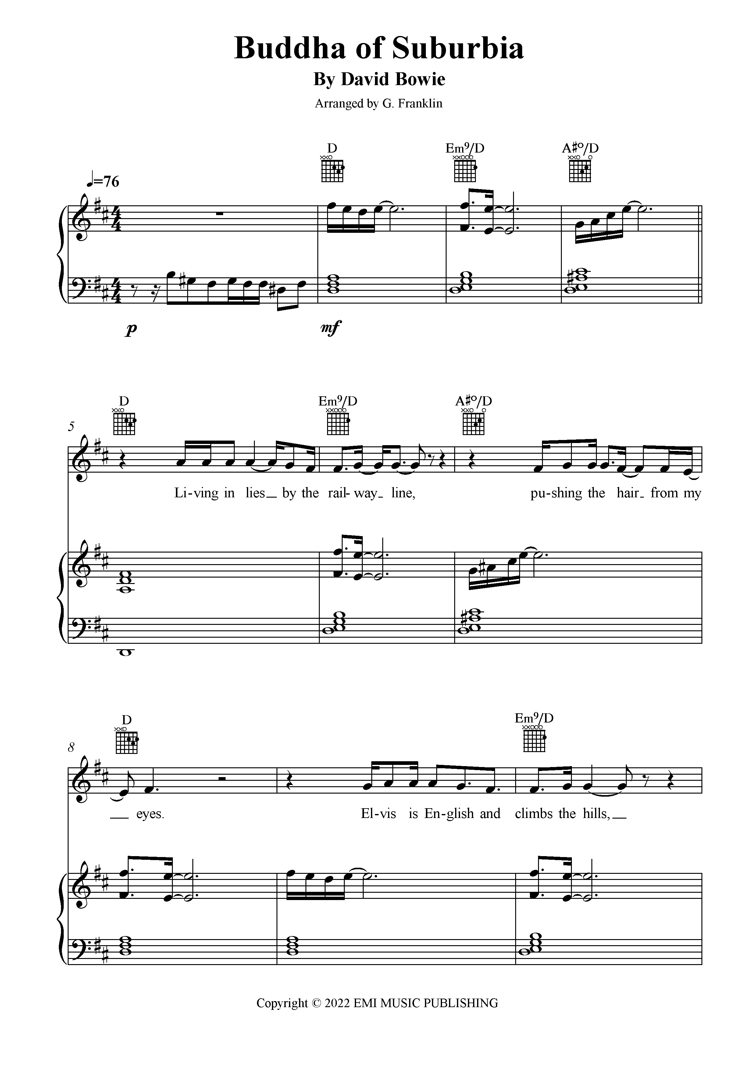 The Buddha Of Suburbia (arr. G. Franklin)