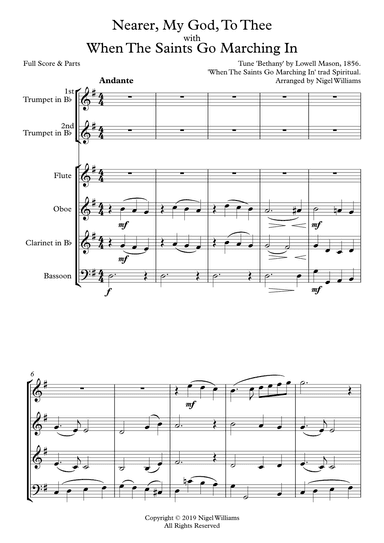 'Nearer, My God, To Thee', with 'When The Saints' for wind quartet and trumpet duet (arr. Nigel Williams)